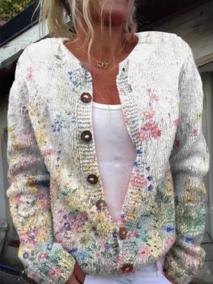 Lila Soft Floral Elegant Cardigan