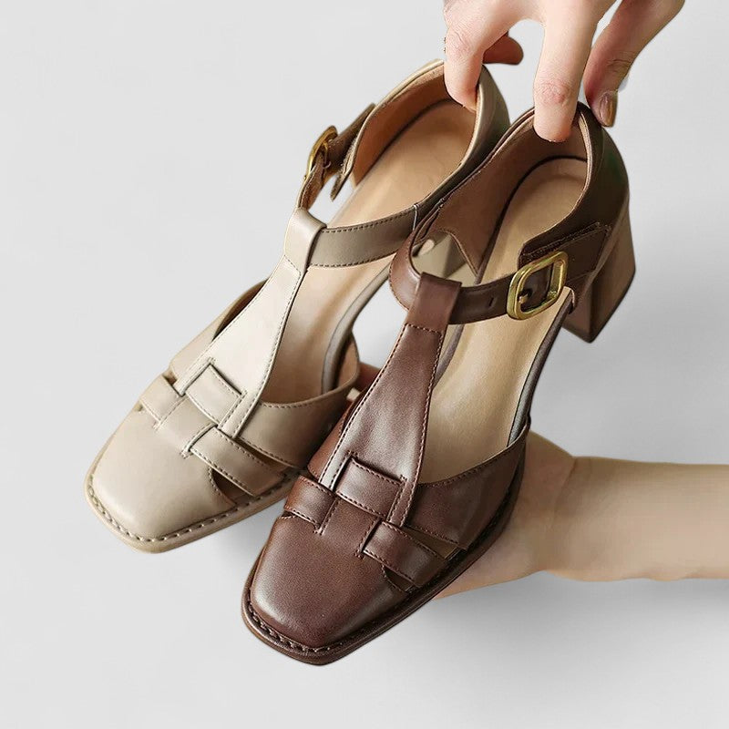 Leila | Orthopedic T-Strap Block Heels