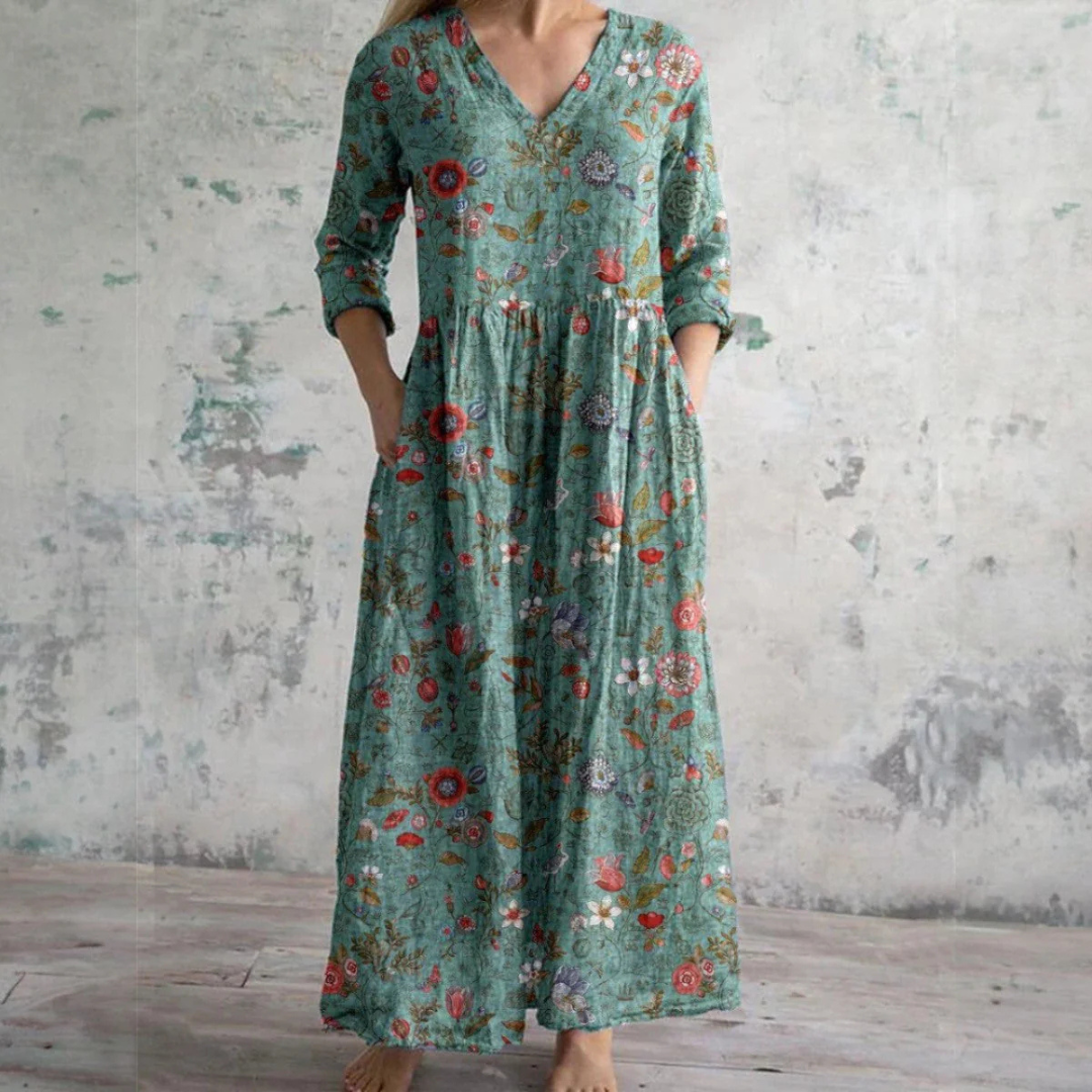 Fiona Floral Linen-Cotton Dress