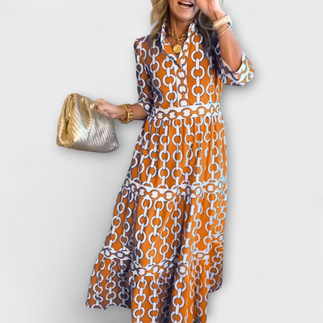 Juliette Midi Dress with Chain Pattern