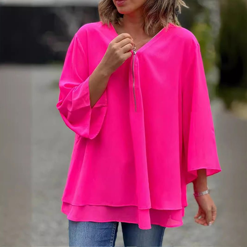 Lorelai Chiffon Zipper Blouse