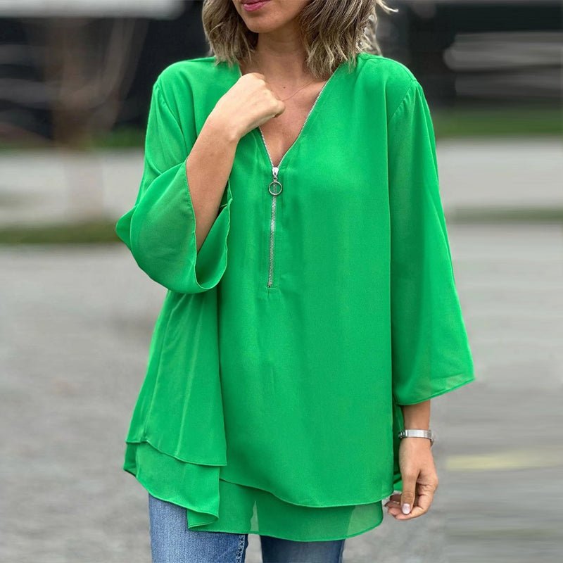 Lorelai Chiffon Zipper Blouse