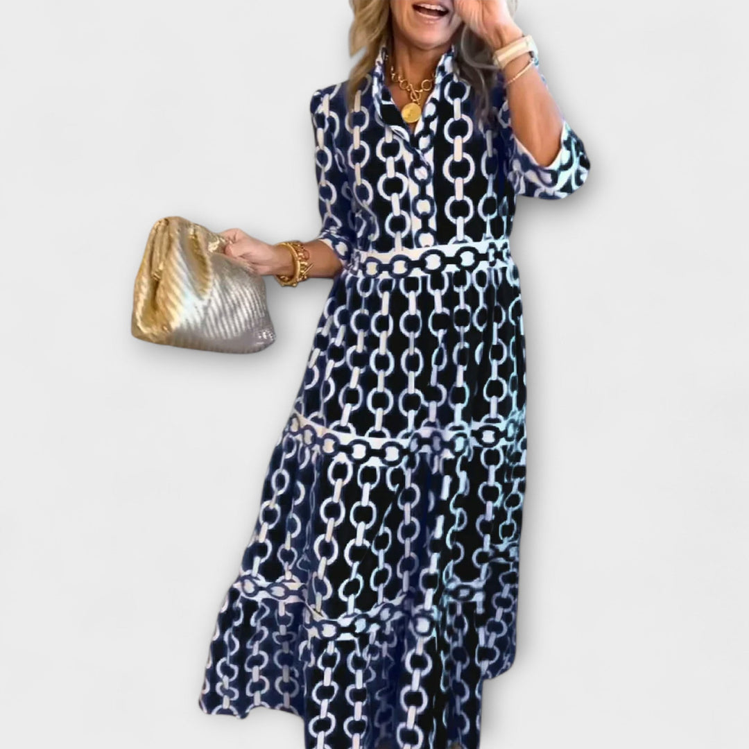 Juliette Midi Dress with Chain Pattern