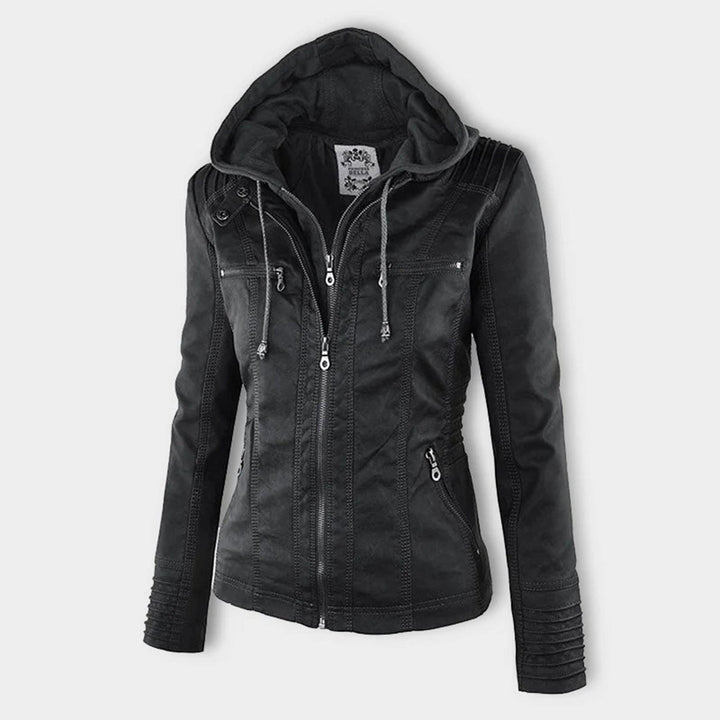 Olivia Women's Leather Jacket with Hood