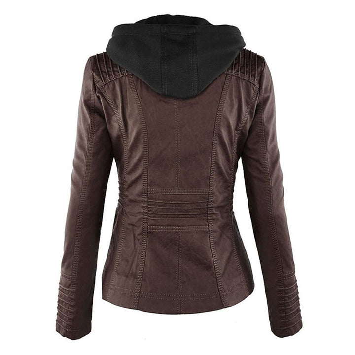Olivia Women's Leather Jacket with Hood