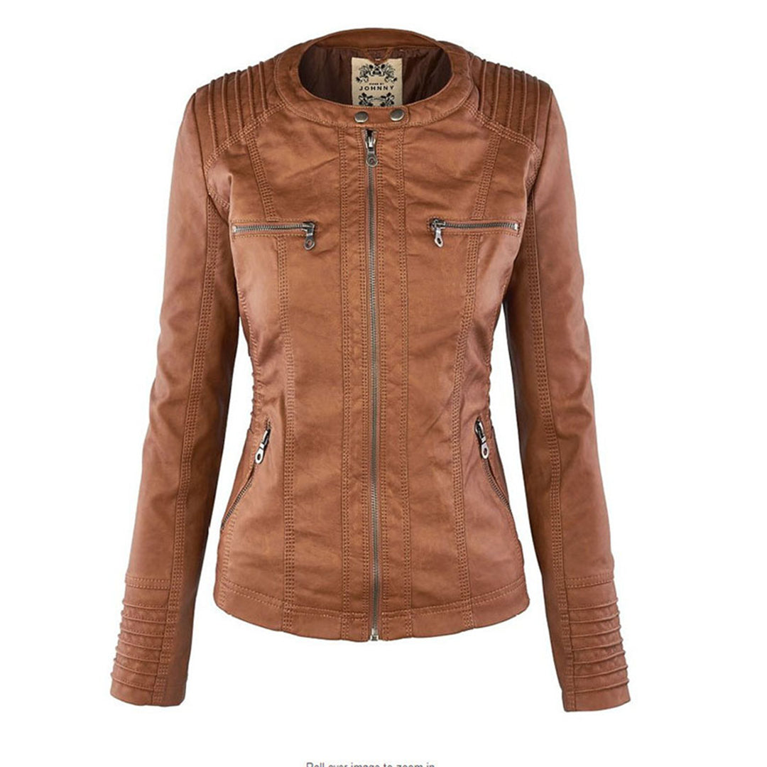 Olivia Women's Leather Jacket with Hood