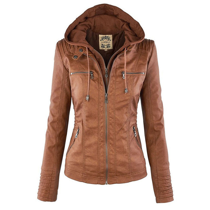Olivia Women's Leather Jacket with Hood