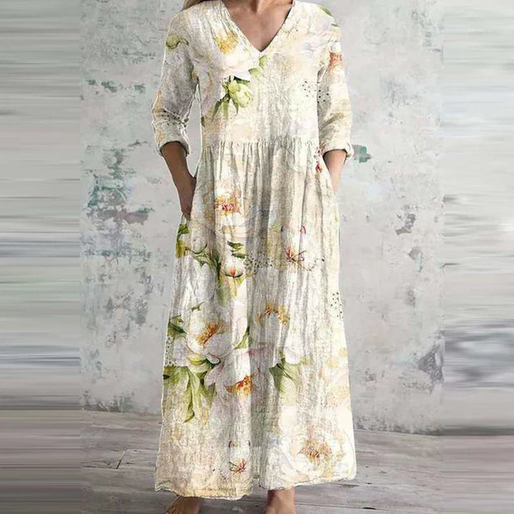 Fiona Floral Linen-Cotton Dress