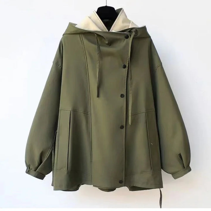Xandra Trendy Hooded Windbreaker Coat