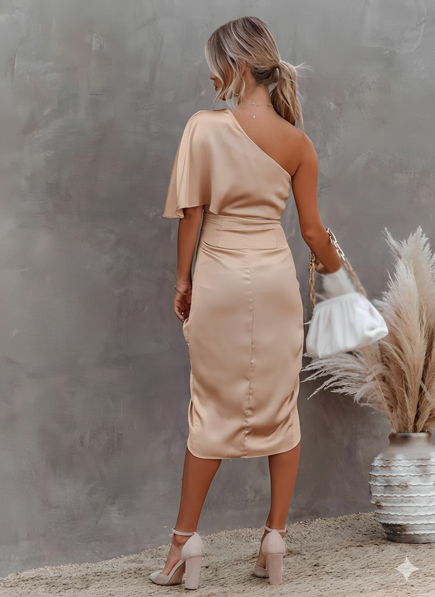 Women’s Formal Dress One Shoulder Ruched | Midi
