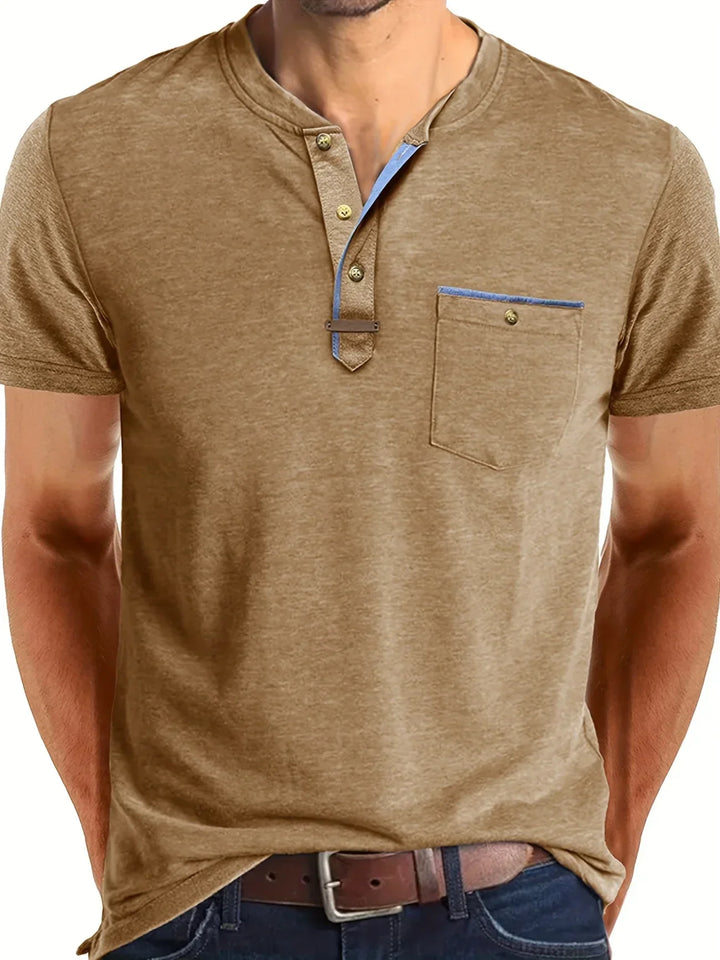 Saxon Elegant Round Neck T Shirt With Pocket